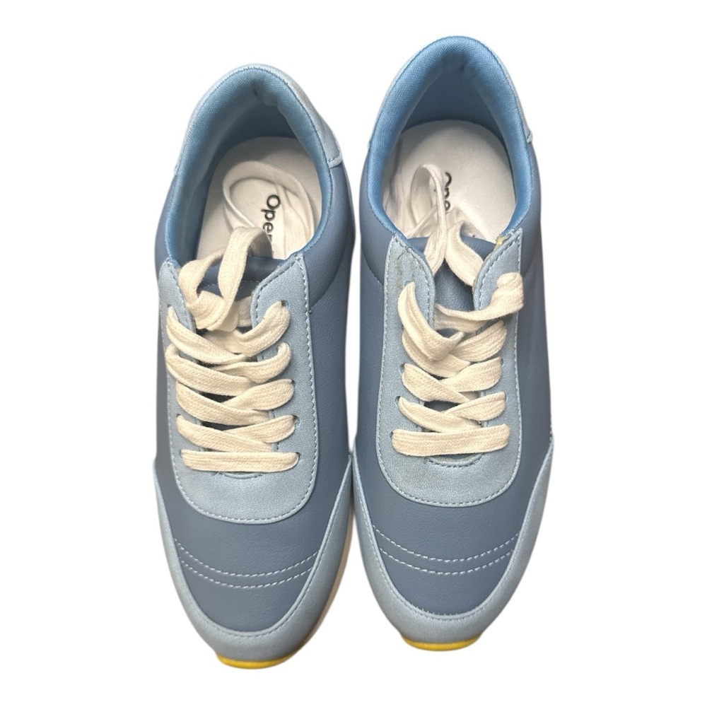 Open Edit Kids Light Blue Retro Sneakers with White Laces Size 2.5 - Picture 2 of 5